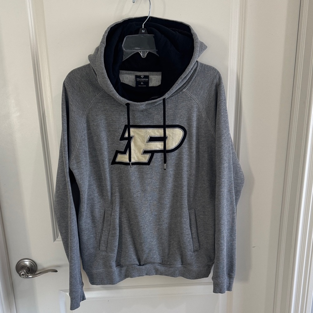 PurdueColosseum Gray and Black Hoodie with Logo